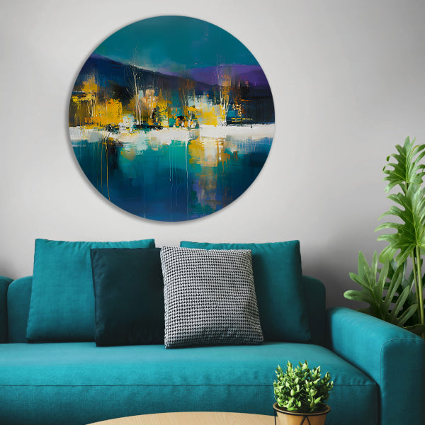 Abstracte digitale kunst van kleurrijk landschap forex muurcirkel