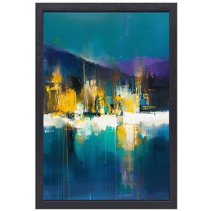 Abstracte digitale kunst van kleurrijk landschap canvas met baklijst