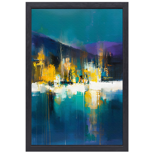 Abstracte digitale kunst van kleurrijk landschap canvas met baklijst