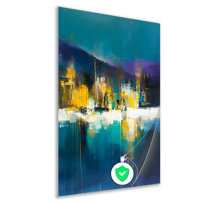 Abstracte digitale kunst van kleurrijk landschap poster