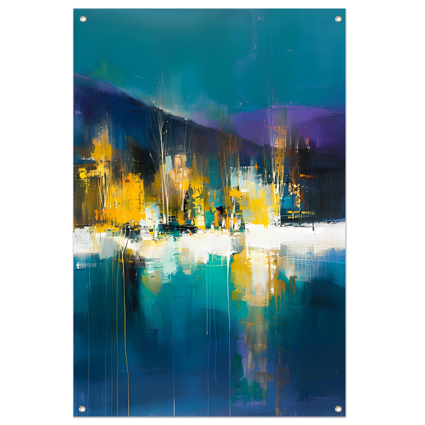 Abstracte digitale kunst van kleurrijk landschap tuinposter