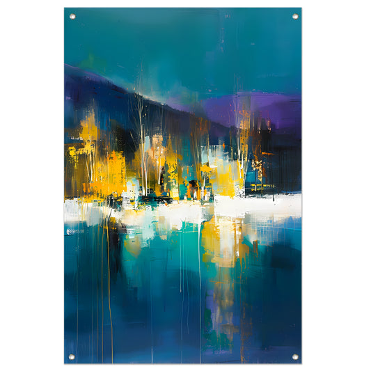 Abstracte digitale kunst van kleurrijk landschap tuinposter