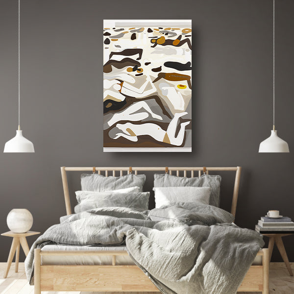 Abstracte zwemmers in kleurrijk tafereel poster
