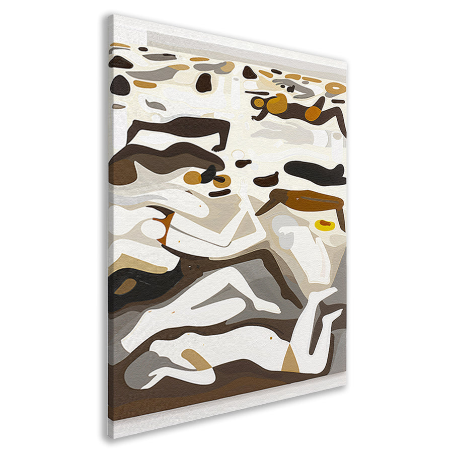 Abstracte zwemmers in kleurrijk tafereel canvas
