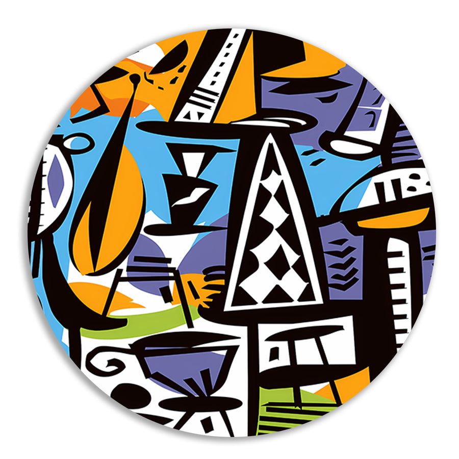 Abstracte Figuren en Vazen forex muurcirkel