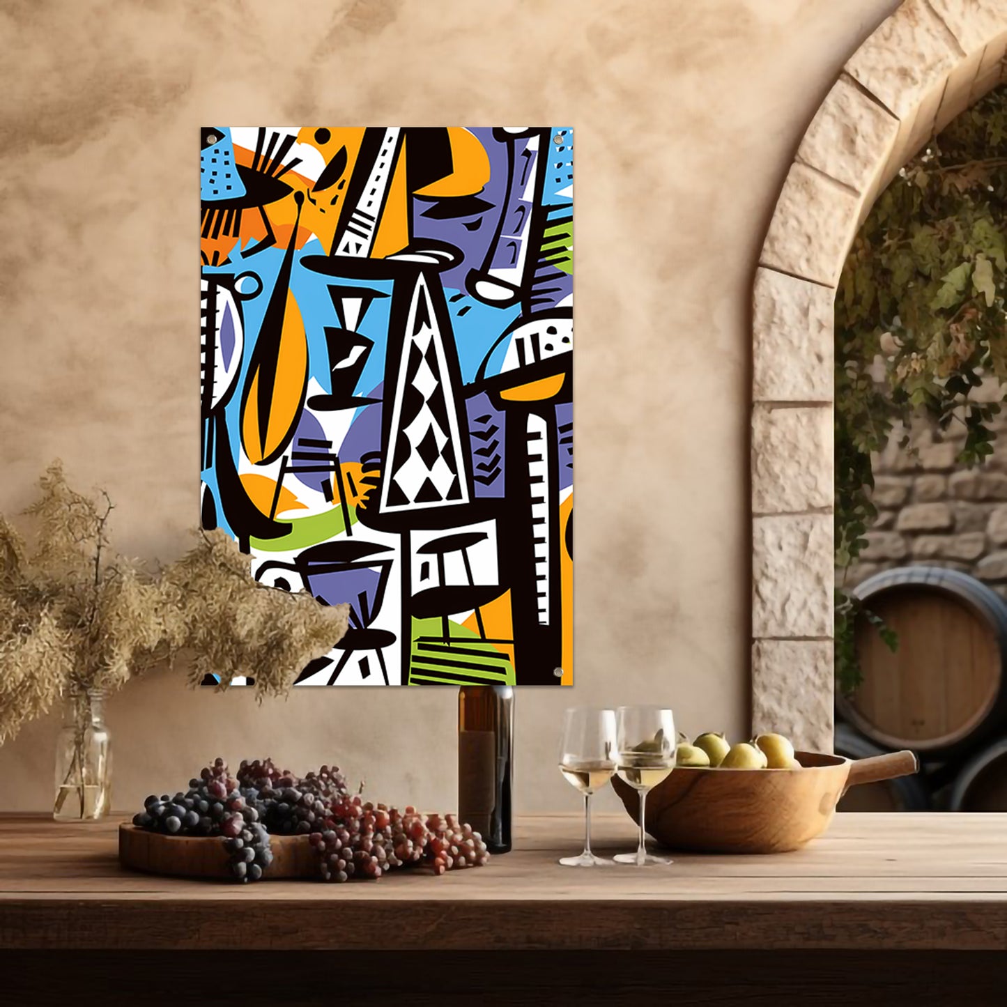 Abstracte Figuren en Vazen tuinposter