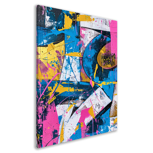 Abstract kleurrijk schilderij met dynamische lijnen canvas