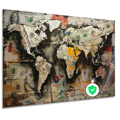 Popart Wereldkaart Geld poster