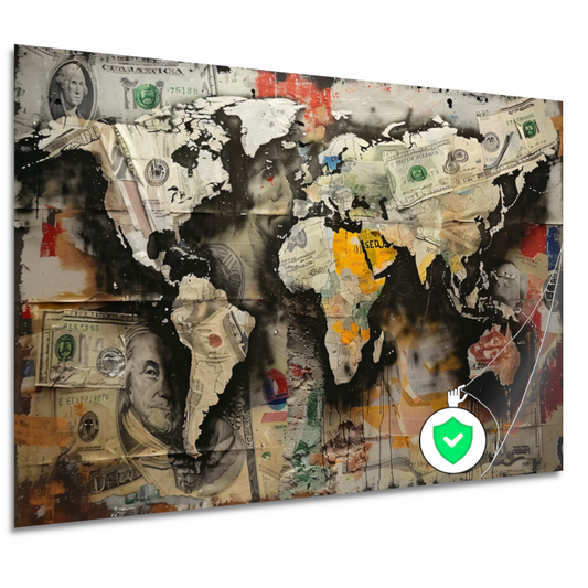 Popart Wereldkaart Geld poster
