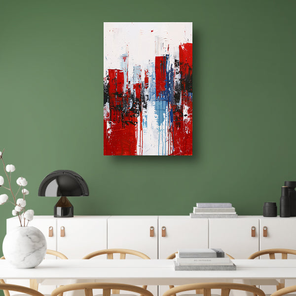 Abstracte stad in dynamische kleuren schilderij poster