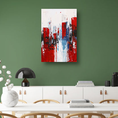 Abstracte stad in dynamische kleuren schilderij poster