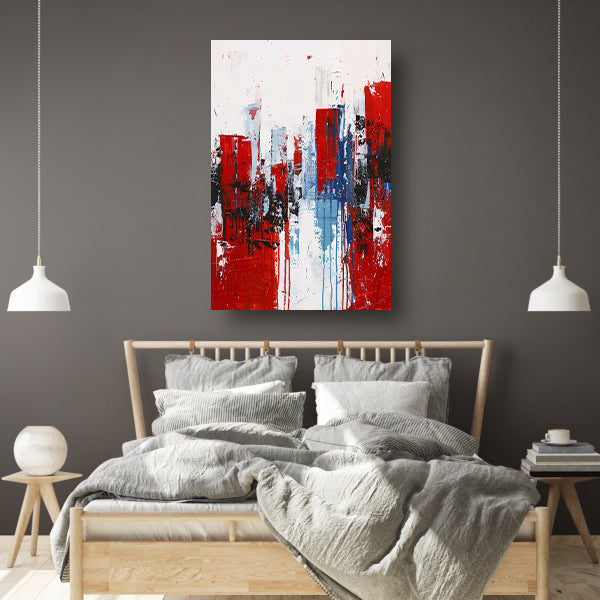 Abstracte stad in dynamische kleuren schilderij poster