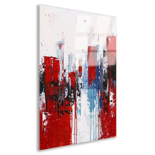 Abstracte stad in dynamische kleuren schilderij acrylglas