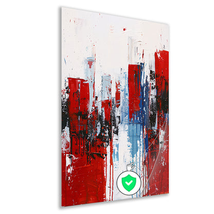 Abstracte stad in dynamische kleuren schilderij poster