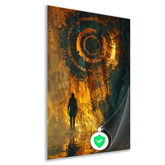 Mysterieuze figuur ontmoet gouden spiraal poster