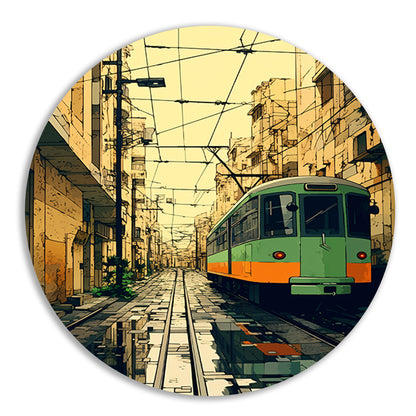 Groene tram in de stad forex muurcirkel