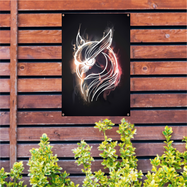 Uil van Vuur en Schaduw - Krachtige Kunst tuinposter