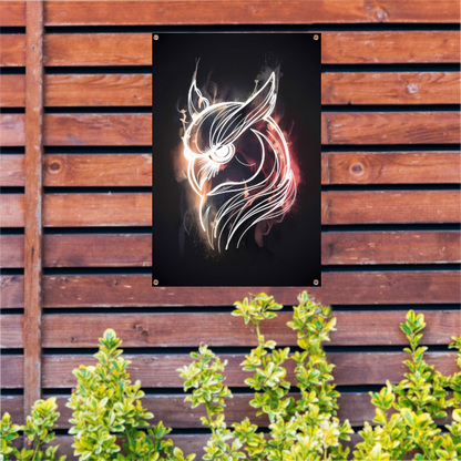 Uil van Vuur en Schaduw - Krachtige Kunst tuinposter