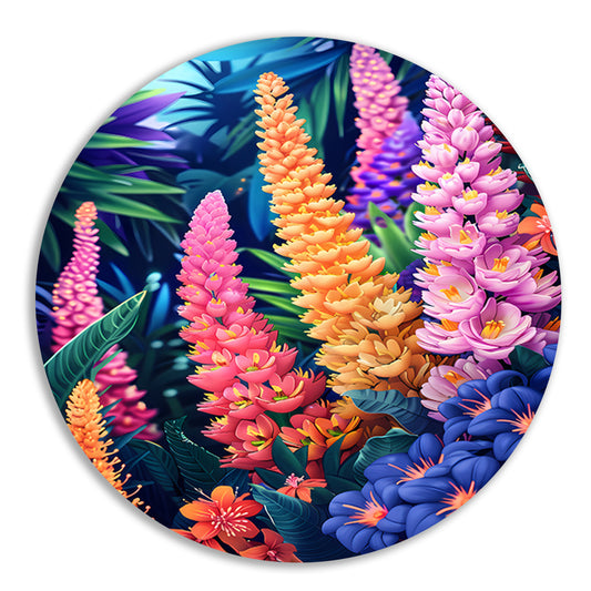 Levendige Art Nouveau bloemenpracht in kleur aluminium muurcirkel