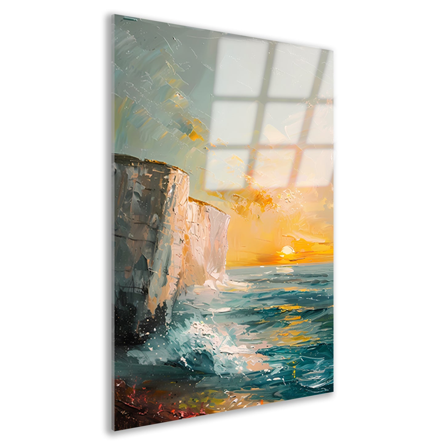 Zonsondergang bij de witte kliffen van Dover acrylglas
