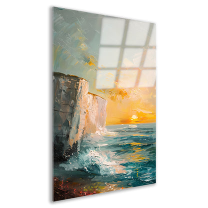 Zonsondergang bij de witte kliffen van Dover acrylglas
