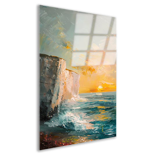 Zonsondergang bij de witte kliffen van Dover acrylglas