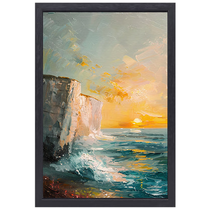 Zonsondergang bij de witte kliffen van Dover canvas met baklijst
