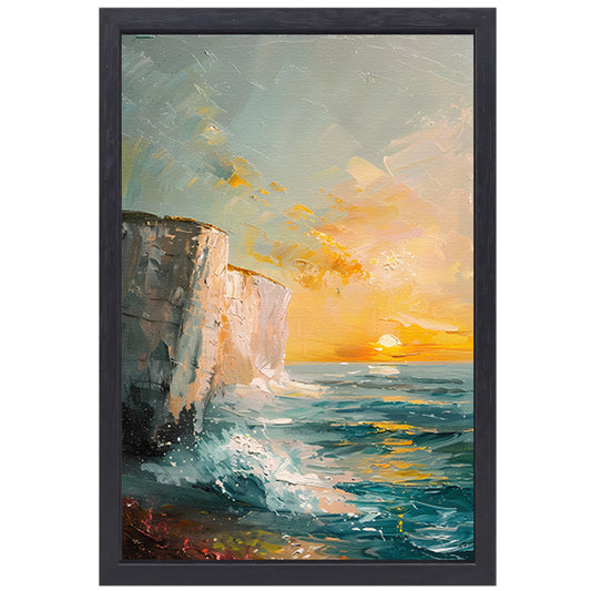 Zonsondergang bij de witte kliffen van Dover canvas met baklijst
