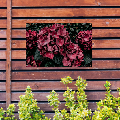 Sfeervolle rode bloemen tuinposter