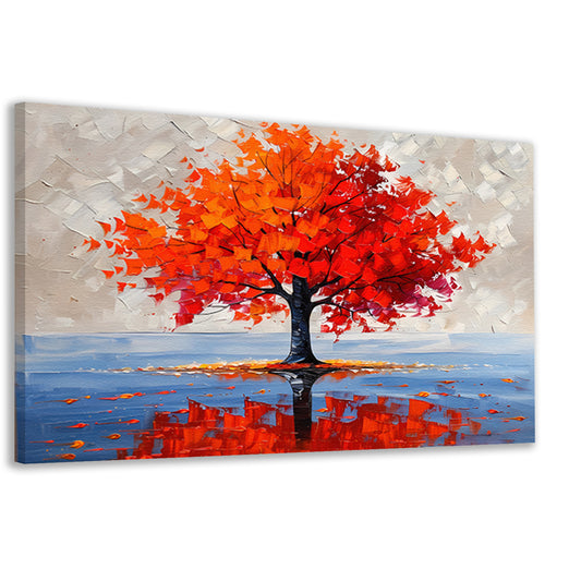 Levendige abstracte herfstboom met reflectie canvas