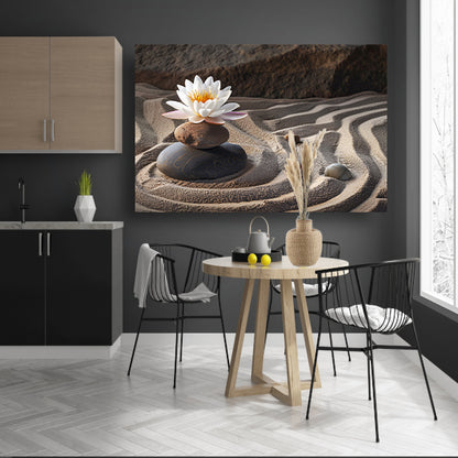 Zen-bloem op stenen in een zandtuin canvas