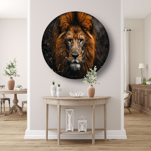 Leeuwenblik - Koninklijke Kracht aluminium muurcirkel