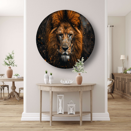 Leeuwenblik - Koninklijke Kracht aluminium muurcirkel