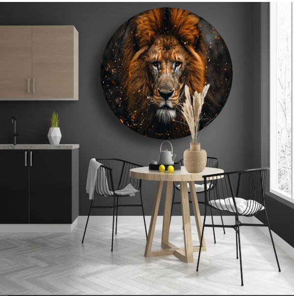 Leeuwenblik - Koninklijke Kracht aluminium muurcirkel