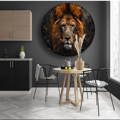 Leeuwenblik - Koninklijke Kracht aluminium muurcirkel