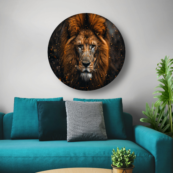 Leeuwenblik - Koninklijke Kracht aluminium muurcirkel