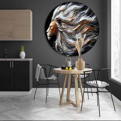 Majestueuze abstracte leeuw met dynamische manen forex muurcirkel