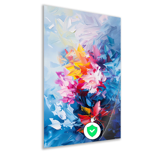 Kleurrijk abstract bloemenveld schilderij poster