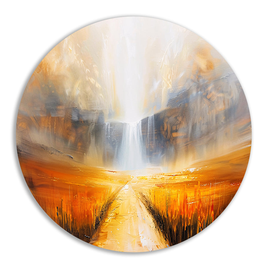 Abstract landschap met waterval en pad forex muurcirkel