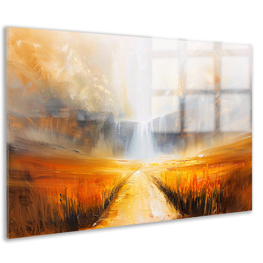 Abstract landschap met waterval en pad acrylglas