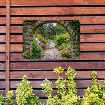 Kleurrijke Tuin door Stenen Boog tuinposter