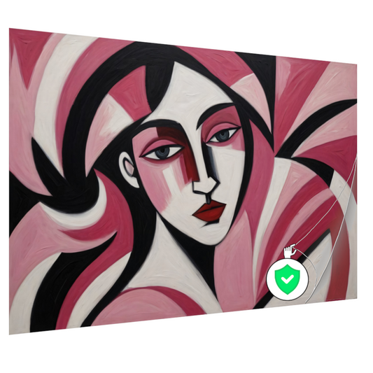 Abstracte vrouw in roze en zwart poster