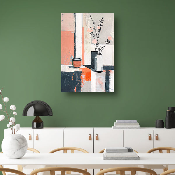 Abstract modern stilleven met bloemen in vaas canvas