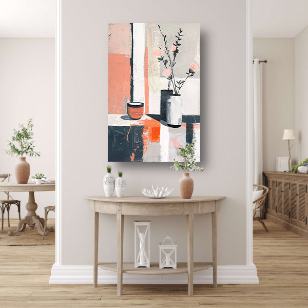 Abstract modern stilleven met bloemen in vaas canvas