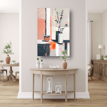 Abstract modern stilleven met bloemen in vaas canvas