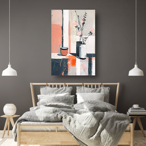 Abstract modern stilleven met bloemen in vaas canvas
