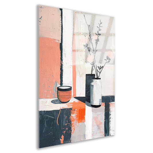Abstract modern stilleven met bloemen in vaas acrylglas