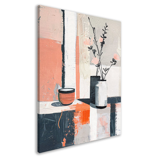 Abstract modern stilleven met bloemen in vaas canvas