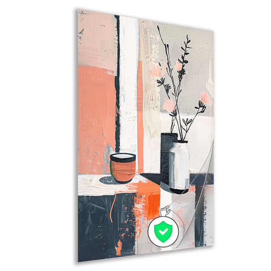 Abstract modern stilleven met bloemen in vaas poster