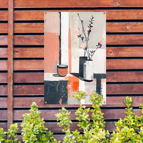 Abstract modern stilleven met bloemen in vaas tuinposter
